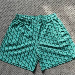 Bravest Studios Green Goyard Patterned Athletic Shorts